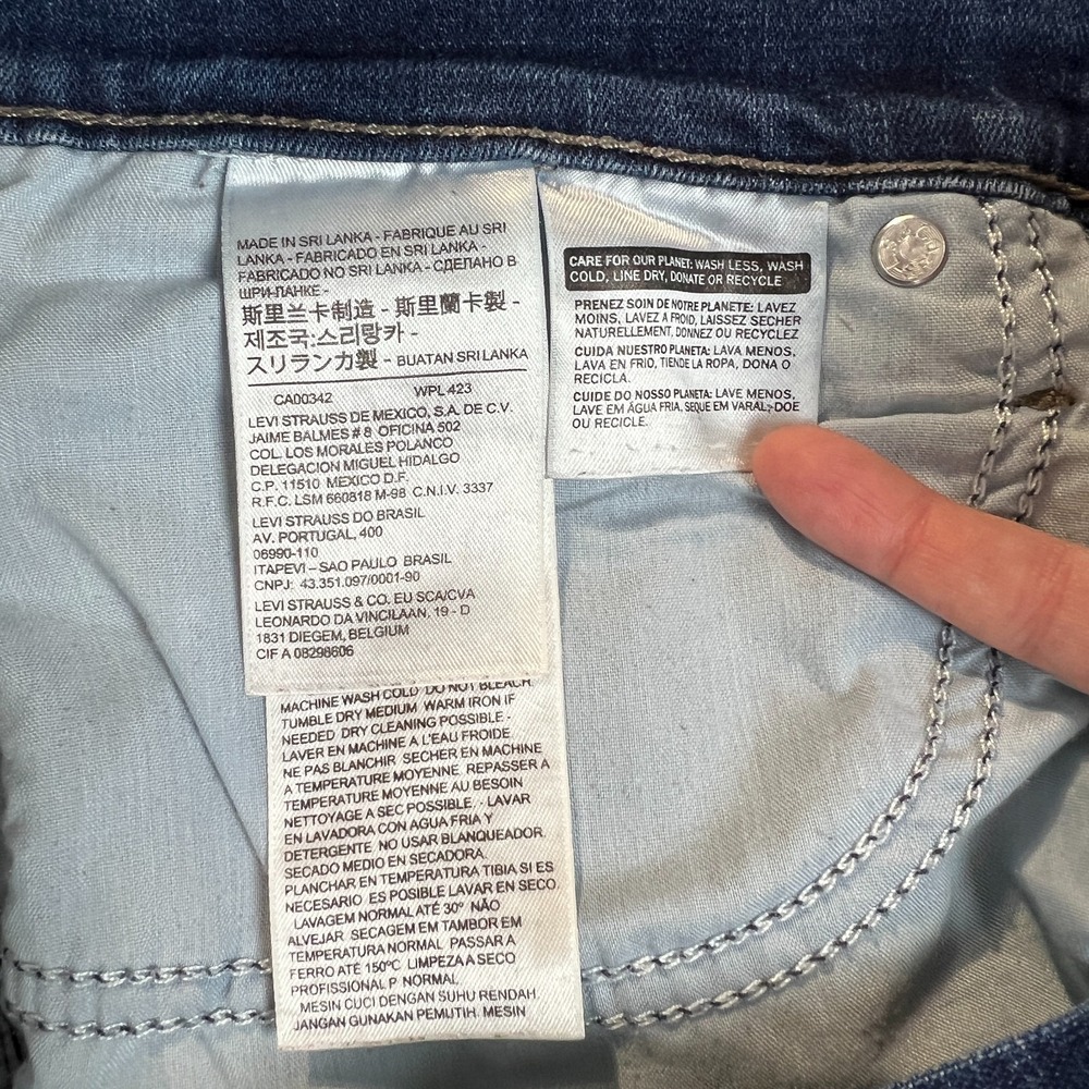Levis Slimming Straight Jeans Womens 32 Blue Stretch Denim Medium Wash Pockets - Picture 8 of 15